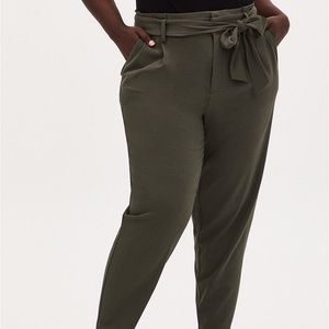 Torrid Olive Green Self Tie Tapered Pants
